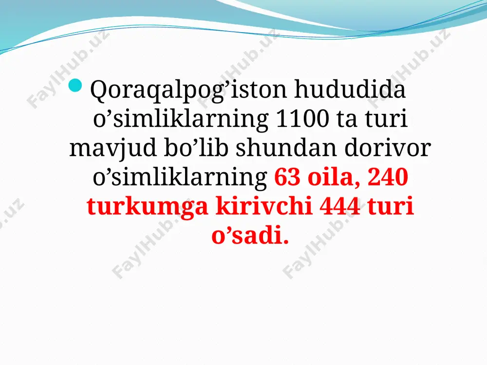 lusdan tayyorlangan dorilari qon ketishini toxtatuvchi, choyotdan tayyorlangan dorilar medaichak kasalliklarini davolashda ishlatiladi. 15 o’zbekiston xalq tabobatida ishlatiladigan va respublikada yovvoyi holda o’sadigan hamda o’stiriladigan o’simliklardan bir qanchasining farmakologik ta‘siri va kimyoviy tarkibi chuqur o’rganildi. natijada ularning ayrimlari rasmiy tibbiyotda dorivor vosita sifatida ishlatish uchun ruxsat etildi va ishlatilmoqda. oddiy isiriq, turkiston arslonkuyrug’i, turkistonadonisi, teshik (oddiy) dalachoy, dag’al dalachoy, regel qo’ziqulog’i, gulbandli kiyiko’t, gangituvchi buzulbang, maydagul tog’rayhon va soxta yantoq o’simliklarining o’ti (er usti qismi), dorivor tirnoqgul, sertuk xandeliya va samarqand bo’znochi gullari, do’lana va itburun na‘matak mevalari, sariq andiz va danakli oqquray ildizlari (yer osti organlari), anjir bargi va boshqalar shular jumlasidandir keyingi bir necha o’n yillar davomida butun dunyoda tibbiyot sohasida o’simliklarga, ayniqsa, xalq tabobati dorivor o’simliklariga bo’lgan qiziqish tobora oshib bormoqda. ko’pchilik ilmiy markazlarda o’simliklar har taraflama va chuqur o’rganildi va natijada bir qancha yangi, yuqori samarali fitopreparatlar yaratildi. 1960-1990 yillar ichida sobiq sovet davlatida 100 dan …