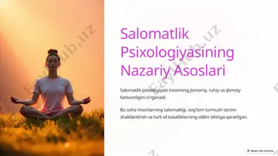 salomatlik psixologiyasining nazariy asoslari — PPTX