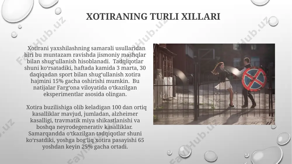 lgan. oldini olish choralar farg'ona shahrida uy-joylarning 80%ida signalizatsiya tizimi o'rnatilmaganligi aniqlanganligi sababli, xavfsizlik tizimlarini o'rnatish bo'yicha 10% lik subsidiya dasturi ishga tushirildi. samarqand viloyatida 2022-yilda yo'l-transport hodisalarining 15% i spirtli ichimliklar iste’mol qilish bilan bog'liq bo'lganligi sababli, haydashdan oldin alkogol tekshiruvini kuchaytirish choralar ko'rildi. korsekov sindromi ushbu sindromning asosiy simptomlari qisqa muddatli xotiraning pasayishi, fikrlash jarayonining sekinlashuvi va 5-10 soat ichida yangi ma'lumotlarni eslab qolish qobiliyatining yo'qolishi hisoblanadi. samarqanddagi tadqiqotlar shuni ko'rsatdiki, korsekov sindromi davolashning murakkabligi tufayli 70% dan ortiq bemorlarda uzoq muddatli nogironlikka olib keladi va reabilitatsiya jarayoni yillar davom etadi. qon quyqalari jinoyatlarning sodir etilish uslubi, ya'ni bir xil qurol-yarog‘dan foydalanish va qurbonlarning tanlanish mezonlari, qon quyqalari ishi bo‘yicha tergovchilarga serial qotilliklar haqida xulosa chiqarishga asos bo‘lgan. qon quyqalari, taxminan 1990-yillarning boshlarida, namangan viloyatining bir qancha tumanlarida, jumladan, chortoq va uychi tumanlarida, 20 dan ortiq odamning o‘limiga sabab bo‘lgan jinoyatlar seriyasini ifodalaydi. dori-darmonlarning yon ta'siri xususan, 5mg …