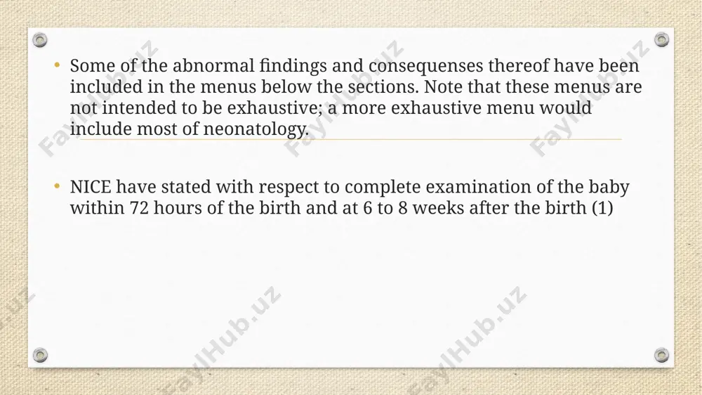 nse from 1 or both of your baby’s ears, your healthcare professional may repeat the test at a later date. some newborns may ‘fail’ their first hearing tests, even if their hearing is normal. research has shown that this may be especially true for babies born by c-section. if the screening test results are still not clear your baby will be given an appointment with a hearing specialist at an audio clinic. even if this happens, it does not necessarily mean your baby has permanent hearing loss. the nhs website has more information about the newborn hearing screening test. newborn blood spot (heel prick) test the newborn blood spot test involves taking a small sample of your baby's blood to screen it for 9 rare but serious health conditions, including cystic fibrosis and sickle cell disease. most babies won’t have any of these conditions, but early screening and treatment can …