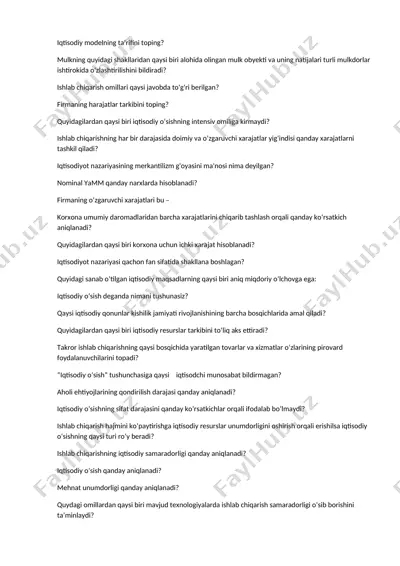iqtisodiy modelning ta'rifini topish — DOCX