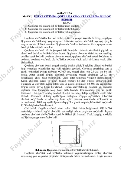 qoplama cho'ntak tikish usullari — DOC