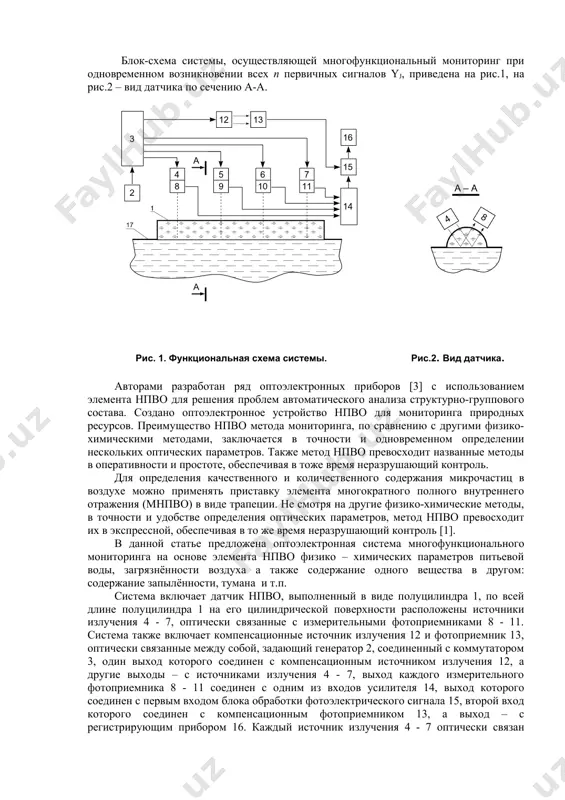 лечения из многомерного сигнала, описываемого выражением (2), информации о величине х, необходимо получить сигналы, описываемые уравнением (3), что очень трудно определить практически. многофункциональные оптоэлектронные методы позволяют определять физико-химические величины за счет использования набора многомерных сигналов, т.е. зависящих от многих хi, расширяют возможности оптоэлектронного метода измерения неэлектрических величин. метод основан на том, что используя специальный элемент нпво (в данном случае полуцилиндрический), можно получить n многомерных сигналов, информативные параметры которых зависят от n физических величин таким образом, что описывающие эти зависимости уравнения образуют систему n независимых уравнений: y1=f1 (x1,x2,…..,xn) y2=f2 (x1,x2,…..,xn) (4) ………………….. yn=fn (x1,x2,…..,xn), то в целом ряде случаев оказывается возможным с помощью значений информативных параметров y1, y2…… yn определять значения отдельных или всех n физико-химических величин xi, поддающихся оптическому контролю. определяемые параметры y1, y2…… yn, называемые первичными сигналами, измеряются последовательно один за другим, запоминаются и лишь затем применяется спектр измерений для определения параметров хi, или все они возникают одновременно и …
