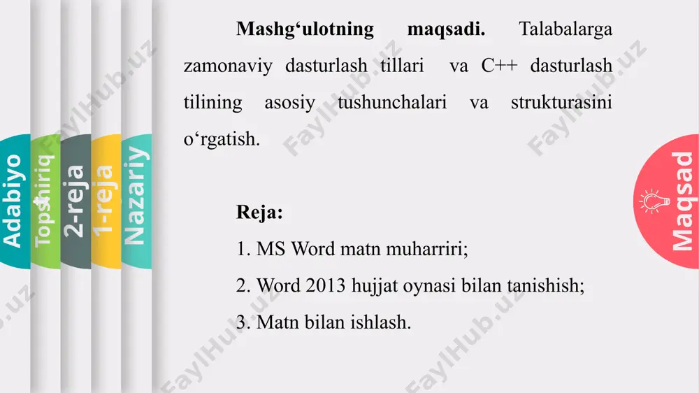 zamonaviy matn muharrirlari: ma’ruza mashg‘uloti daftari - Page 5