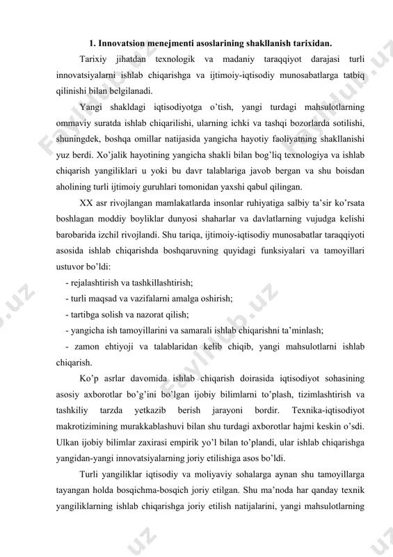 aynan shu tamoyillarga tayangan holda bosqichma-bosqich joriy etilgan. shu ma’noda har qanday texnik yangiliklarning ishlab chiqarishga joriy etilish natijalarini, yangi mahsulotlarning ommaviy tarzda ishlab chiqarilishi va ularni sotish uchun bozorlarga chiqarish muammolarini tarixiy ma’lumotlar asosida o’rganish mumkin. jumladan, hunarmandchilik mahsulotlarining ommaviy ravishda ishlab chiqarilishi, savdoning tashkil qilinishi, mahsulotlarni sotish uchun yangi bozorlarning izlanishi xalqaro karvon savdosining keng rivojlanishiga va mil. avv. ii asrda buyuk ipak yo’lining vujudga kelishiga olib keldi. zarafshon va kashqadaryo vodiylarida yashovchi so’g’diylar ushbu yo’l bo’ylab qizg’in savdo faoliyatini yo’lga qo’ydilar. o’rta osiyoni xitoy bilan bog’lovchi savdo yo’li ustida so’g’diylar tomonidan maxsus savdo manzilgohlari tarmog’ining barpo etilishi o’sha davr savdo va iqtisodiyotining muhim yangiligi bo’ldi. so’g’diylar xitoy bozorlarida o’rta osiyo mollariga bo’lgan va aksincha, o’rta osiyo bozorlarida xitoy mollariga bo’lgan talabni hamda mollarni sotish shakllarini, ishlab chiqarilgan mahsulotlar va xom-ashyoni xaridorga yetkazib berish yo’llarini o’rgandilar. so’g’d, toshkent vohalari, farg’ona vodiysi va boshqa viloyatlarning turli shaharlarida maxsus ixtisoslashgan …
