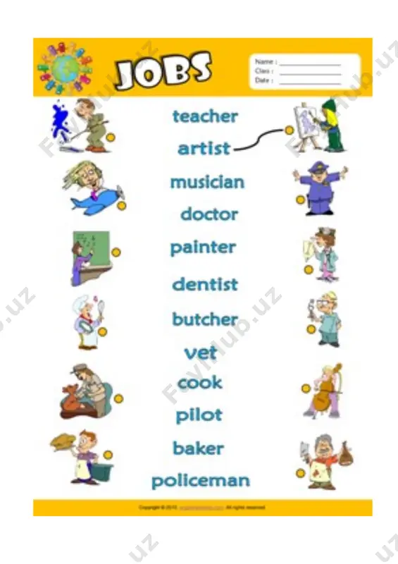 jobs picture dictionary esl vocabulary worksheet - Page 4
