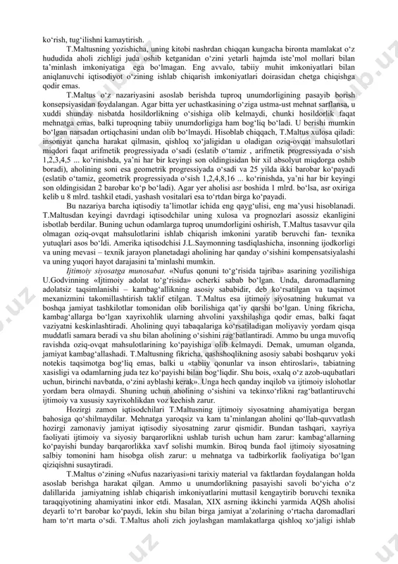 t va ishlab chiqarish omillari nazariyalari. klassik iqtisodiy maktab vakillari ichida j.b.seyning qiymat nazariyasi o‘ziga hosligi bilan ajralib turiladi. a.smit, d.rikardo, ijtimoiyist-utopistlar, s.sismondi, k.marks va boshqa bir qator iqtisodchilar tovar qiymatining yagona manbai mehnat deb hisoblaganlar. j.b.seyda bu muammoga ikki xil yondashuv mavjud: u bir joyda, tovar qiymati kapitalga, ish haqiga va yer rentasiga bo‘lgan xarajatlaridan tashkil topadi degan bo‘lsa, ikkinchi bir joyda, qiymat foydalilik bilan aniqlanadi deydi. j.b.sey foydalilik bilan buyumning (tovarning) qimmati o‘rtasidagi o‘zaro bog‘liqlikni aniq qilib ko‘rsatib berdi. «foydalilik – bu qimmat o‘lchovidir», – deb yozadi j.b.sey. bu bilan u tovar qiymati nafaqat mehnat sarflari bilan, balki mahsulotning foydalilik darajasi bilan ham o‘lchanishi mumkinligini aytib berdi. lekin bu xususda iqtisodiy ta’limotlar tarixi bo‘yicha yirik mutaxassis m.blaugning yozishicha, «talabning to‘yinish darajasini izohlab berishda foydalilikning pasayib borishi tushunchasi ishlatilmagan foydalilikka asoslangan qimmat konsepsiyasini bahoning shakllanish nazariyasi hisoblash noo‘rin». j.b.sey tovar qiymatining yaratilishida ishlab chiqarishning uch omiliga (mehnat, kapital, yer) …