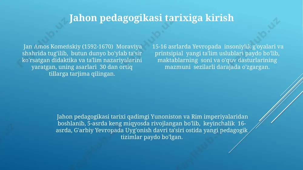 jahon pedagogikasi fanining rivojlanish tarixi bayoni - Page 4