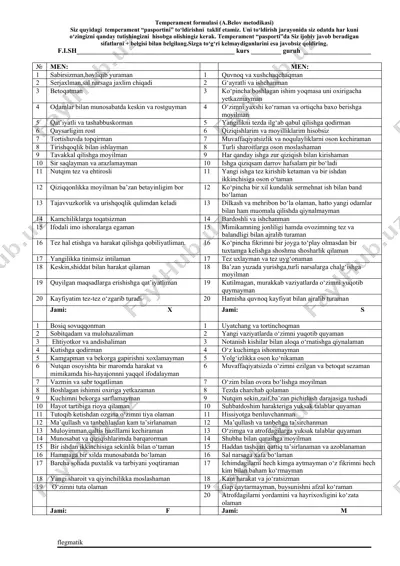 temperament formulasi (a.belov metodikasi) — DOCX