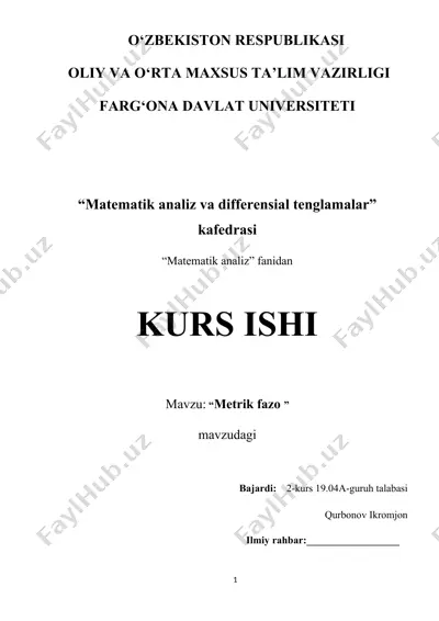 kurs ishi “metrik fazo” — DOCX
