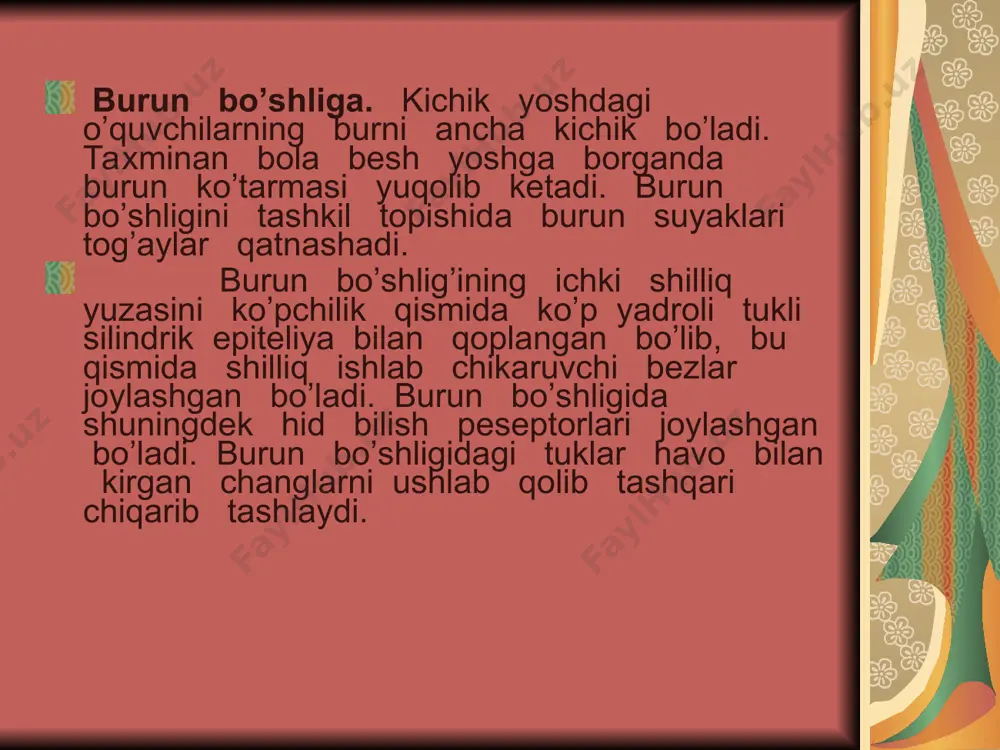 sistematik ravishda jismoniy mashq bilan, ayniksa qayikda suzish, voleybol, yengil atletika, suzish sporti bilan shugullansa, o’pkaning tiriklik sigimi ortadi. bunga asosiy sabab jismoniy mashqlanish jarayonida organizmni kislorodga bo’lgan extiyoji ortadi, natijada o’pkaning nafasda ishtiroq etadigan yuzasi ham asta sekin kattalashib boradi. shu bilan birga tomirlardan vaqt birligi ichida o’pkaga oqib keladigan qon mikdori ham ko’payib boradi, bu esa bolalarda gazlar uchun ancha qulay sharoitlarni yaratadi. o’pka maxsus parda yoki plerva bilan qoplangan bo’ladi. plervaning bir ---- ko’krak nafasi bilan diafragmaning ichki tomondan qoplab tursa, ikkinchi varag’i o’pkani o’rab turadi va bu varaqlar o’pka oldi yonida bir – biri bilan bilinmay qo’shilib ketadi. yopik to’radigan varaklar orasida tirkishsimon bo’shlik – plerva bo’shligi bo’ladi. unda bir oz mikdorda suyuklik bo’ladi, shu suyuklik varaklarni namlab turadi va bir – biriga ishkalanishga yul quymaydi.