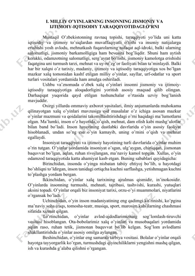 milliy o'zbek o'yinlari — DOCX