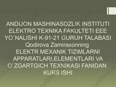 kurs ishini bajarish uchun boshlang’ich ma’lumotlar — PPTX