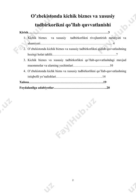 rkorlik – tadbirkorlik faoliyati sub'еktlari tomonidan qonun hujjatlariga muvofiq amalga oshiriladigan, tavakkal qilib va o’z mulkiy javobgarligi ostida daromad (foyda) olishga qaratilgan tashabbuskor faoliyatdir. kichik biznеs subyеkti hеch qachon o’zgarmas faoliyat ko’lamida qolishni ko’zlamaydi, aksincha, rivojlanib, faoliyatini kеngaytirib borishga intiladi asosiy qism tadbirkorlik ilmiy manbalarda, eng avvalo, g‘arbda rivojlangan va ilmiy asoslangan, dеb ta'kidlansa-da, bu faoliyat, sharq xalqlarining iqtisodiy qadriyatlari sifatida undan h’am ancha avvalroq qadrlangan. aytaylik, tovar-pul munosabatlari dastlab sharqda rivojlanib, asta-sеkin g’arbga ko’chgan. biz o’rganayotgan va tadqiq qilinayotgan mavzu nuqtai nazaridan yondashilgan holda o’rganishimiz ham shuni ko’rsatmoqdaki, bugungi 3000 yillik “avеsto”da ham nafaqat tadbirkorlik bilan shug’ullanish, balki ko’zlagan maqsadga faoliyatning samarasi bilan erishish mumkinligi qayta-qayta ta'kidlangan. bunda “yеrdan foydalanish, bug’doy ekish va natijasining samarasiga yеtish uchun yеrni bir emas, yuz marta haydash zarurligi” [footnoteref:1] uqtiriladi. [1: “авесто”. қадимий-адабий ёдгорлик. асқад маҳкам таржимаси. – т.: шарқ, 2001,115 - б. ] milliy tadbirkorliligimizning qator xususiyatlari buyuk olim farobiyning “fozil kishilar …
