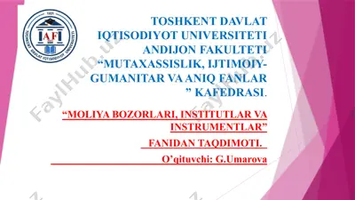 obligatsiyalar – moliya bozorining muhim instrumenti sifatida — PPTX