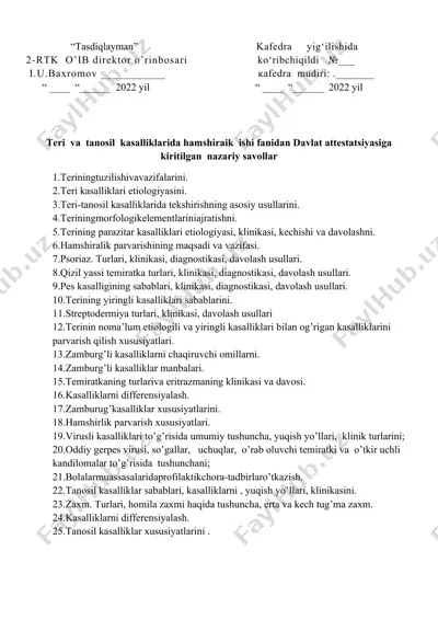 teri va tanosil kasalliklari davlat attestatsiyasi — DOCX