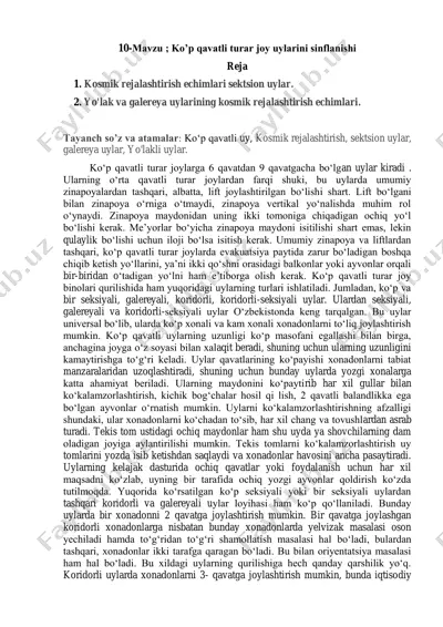 ko‘p qavatli turar joy uylarini sinflanishi — PDF