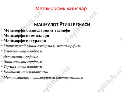 метаморфик жинслар — PPT
