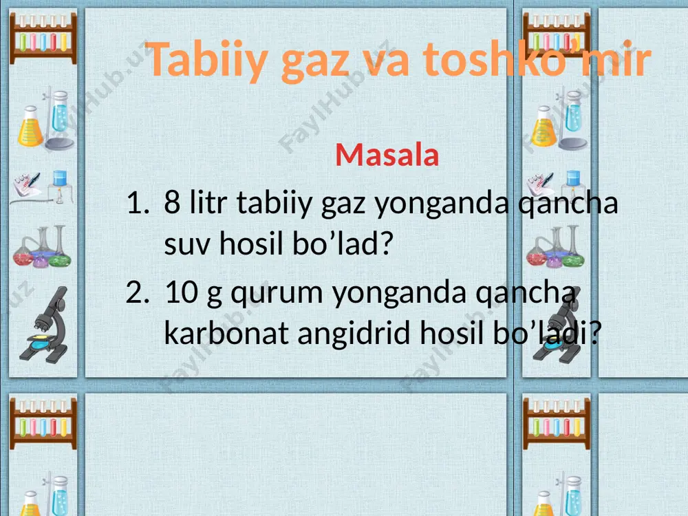 meriyasi 11 etanol (etil spirti) propanol-1 (n propil spirti) propanol-2 (izopropil spirti) 12 spirtlar izomeriya va nomenklaturasi uglerod zanjiri bo’yicha izomeriya butanol-1 butanol-2 2-metilpropanol-2 2-metilpropanol-1 spirtlarning olinishi 13 alkenlardan olinishi propen propanol-2 14 spirtlarning galogenli hosilalardan olinishi spirtlarning oksobirikmalardan olinishi atsetat aldegid etanol atseton propanol-2 jumboqli savol uglevodorodlarga qaraganda spirtlarning qaynash harorati anchagina yuqori. bunga sabab nima? vodorod bog’lanish с2н5 → о н …….….. о н н spirt va opium-do’zax va o’lim kabi egizaklardir. edgard po etanolning ko’p miqdori inson organizmiga nerv sistemasi va muvozanatni buzilishiga sabab bo’ladi etanolning inson organizmiga tushgandan so’ng oksidlanishi natijasida atsetat aldegid hosil bo’ladi. atsetat aldegid o’ta zaharli, inson organizmini o’tkir zaharlanishga olib keladi. surunkali etil spirtini iste’mol qilish, inson organizmini nerv sistemasi faoliyatini buzulishiga shuningdek, jigar sirrozi kasalligiga olib keladi. mustahkamlash 1-topshiriq .diqqat bilan jadvalda berilgan ma’lumotlarni o’rganing. 1-jadval qonning tarkibidagi alkogol miqdori 2-jadval alkogolning inson organizmi va qonning tarkibiga ta’siri miqdori tana og’irligi …