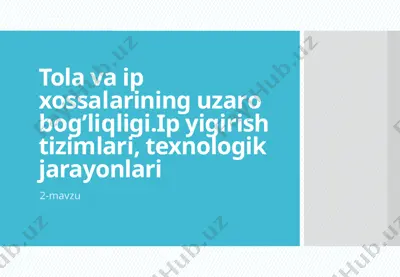 to‘qimachilik sanoati xalq xo‘jaligi — PPTX