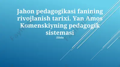 jahon pedagogikasi fanining rivojlanish tarixi — PPTX