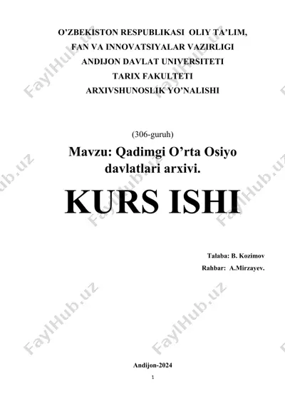 qadimgi o'rta osiyo davlatlari arxivi — DOCX