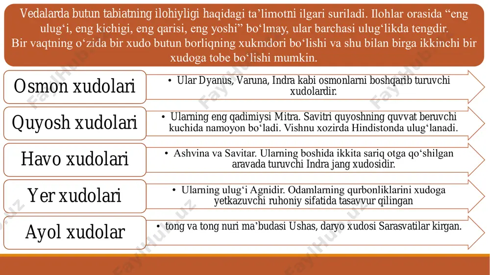 dharma – oila va jamiyatda diniy talablarni bajarish artxa – foydali ishlar qilish, zarur moddiy ne’matlarga ega bo‘lish kama – muhabbat tuyg‘ulariga erishish, bu his-tuyg‘ularni qondirish dinning karma (sanskritcha — harakat, faoliyat) qonuniyatiga asosan inson hayotidagi asosiy maqsadlar: krishna (sanskritcha, ayvan — qorongʻu, qora) — hinduiylikda maʼbuda, xudo vishnuning timsollaridan biri sifatida eʼtiqod qilinadi. krishna — hind folklori, xususan, "mahabharata"ning qahramoni. krishna - yarim inson, yarim xudo shaklida vishnuga qo‘shilib ketgan. u urushda, sevgida engilmas bahodir, ammo juda ayyor tabiatli erotic xudo. sigir muqaddas. uning besh mahsuloti – sut, tvorog, sariyog‘, siydik va tezakidan tayyorlangan panchagavyam odam va uylarni poklashda alohida kuchga ega. vishnuizmda maymun muqaddas. ilon sher, fil va qushlar ham ilohiylashtiriladi. jaynizm - • jaynizm-(hind. “jinna”- g‘olib) - eramizdan avvalgi 1-ming yillik o‘rtalarida qadimgi hindistonda yuzaga klgan va olamning asosida ikki ibtido: materiya va jon yotadi deb hisoblaydigan ta’limot. - • jaynizm ta’limotiga ko‘ra, insonning asosiy maqsadi tashqi …