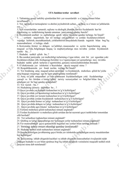 ufa fanidan testlar savollari — DOCX
