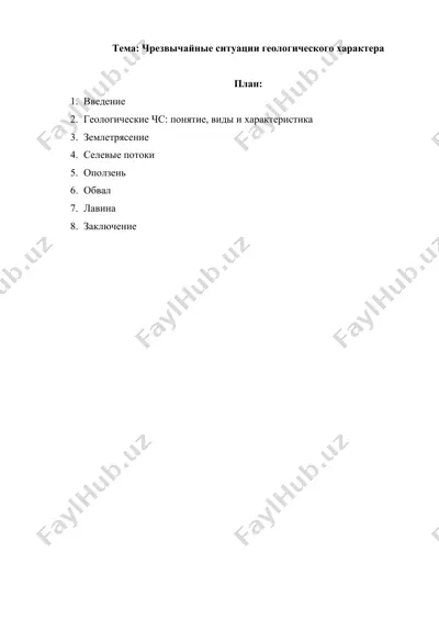 чрезвычайные ситуации геологического характера — DOCX