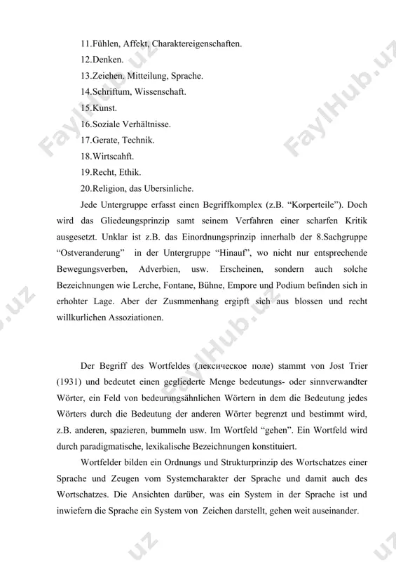 r neuer phsychologie beeinflußt worden. wortfelder lassen sich auch der grundlage von bezeichnungen zwischen den wortbedeutungen zusammenstellen, die ma als antonymisch bezeichnet . oft bezeichnen antonyme (gegenwörter) einen gegensätz der ohne das zutun des menschen in der natur existiert leben, tod, morgen, abend, leben, sterben, schlafen, wachen klein- groß, häufig-selten, andererseits kann es sich um gegenstande handeln, die an wörterungen (der beurteilung einer leistung- оценка) des menschen gebunden sind, nutzen-schaden, sauber-schmützig, gut-schlecht. in einzelnen beziechen sich die antonyme z.b. auf zustande und tätigkeit des menschen: gesundheit-krankheit, jugend-alter, fröhlich-traurig, arbeiten- faulenzen. auch gefühle können in diesem sinne gegenüberstellt werden. z.b. liebe-hass, freude-trauert, grob-_____, _____” . licht-dunkel, warme-kalte, erbluhen-verbluten; zeitunterschiede: tag-nacht, früh-spät, damals-jetzt. ein zeichnen dafür, daß solche gegensatze in der sprache ein wichtige rolle spielen, sind die besonderen wortbildungsmittel, mit deren hilfe systematisch der artige gegensatze aufgebaut und gekenzeichnet werden können. vor allem stehen für diesen zweck bestmmte suffixe und präfixe …