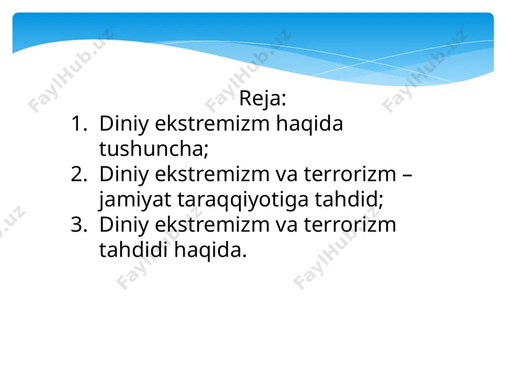 lariga doimo hurmat bilan munosabatda bo'lgani, vatan taraqqiyoti yo'lida yelkadosh bo'lib mehnat qilgani tarixiy manbalarda ko'p qayd etilgan. hozirgi kunda o'zbekiston aholisining soni 35 mln.dan oshgan bo'lib, ular 130 dan ziyod millatga mansub hisoblanadi. fuqarolarning 94% dan ziyodi islom diniga e'tiqod qiladi. 3,5% ga yaqin fuqarolar pravoslav diniga mansub bo'lib, qolganlarini boshqa konfessiya vakillarini tashkil etadi. bugungi kunda o'zbekiston respublikasida 16 diniy konfessiyaga mansub 2 238 diniy tashkilot faoliyat olib bormoqda. ulardan 2064 tasi islomiy, 157 tasi xristian, 8 tasi yahudiy, 6 tasi bahoiy jamoalari, bittadan krishnani anglash jamiyati va budda ibodatxonasidir. bulardan tashqari konfessiyalararo bibliya jamiyati ham faoliyat yuritmoqda. ushbu diniy tashkilotlarning emin-erkin faoliyat olib borayotgani ham yurtimizda hukm surayotgan diniy bag'rikenglikning amaliy ifodasidir. hech shubhasiz, yurtimizda turli sohalarda erishilayotgan barcha ulkan yutuqlarimizning zamirida jamiyatimizda hukm surayotgan tinchlik va osoyishtalik hisoblanadi. ma'lumki, bugun musulmon olamida murakkab ijtimoiy-siyosiy jarayonlar kechmoqda. yaqin sharq va boshqa hududlardagi qator mamlakatlar chuqur siyosiy tanglik, …