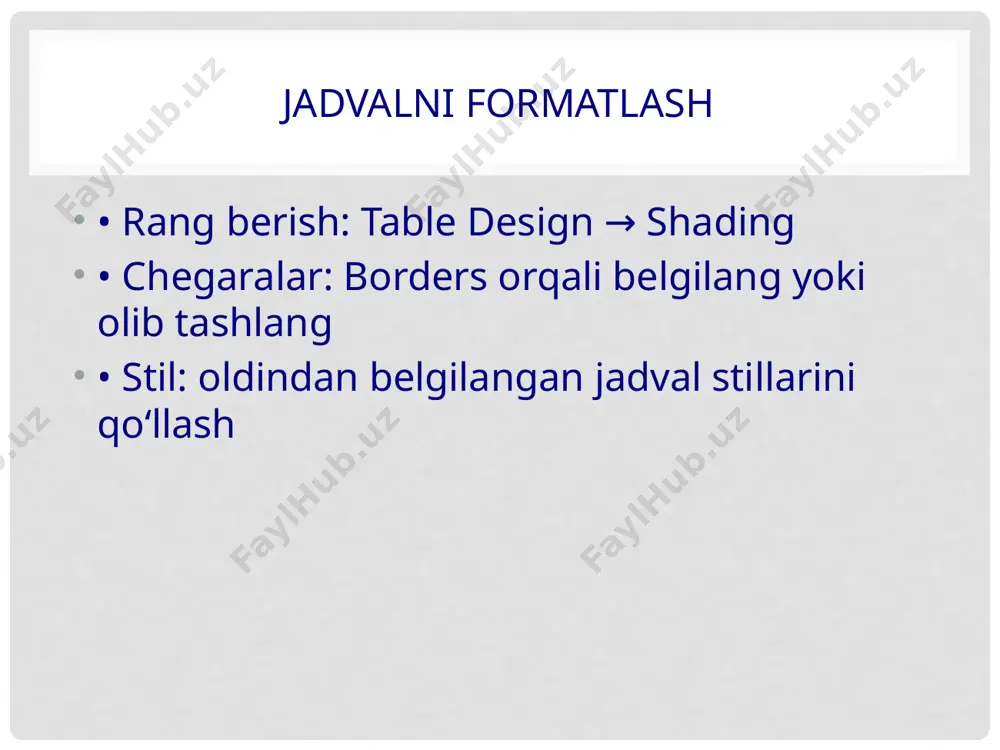 jadval o‘rnatish - Page 5