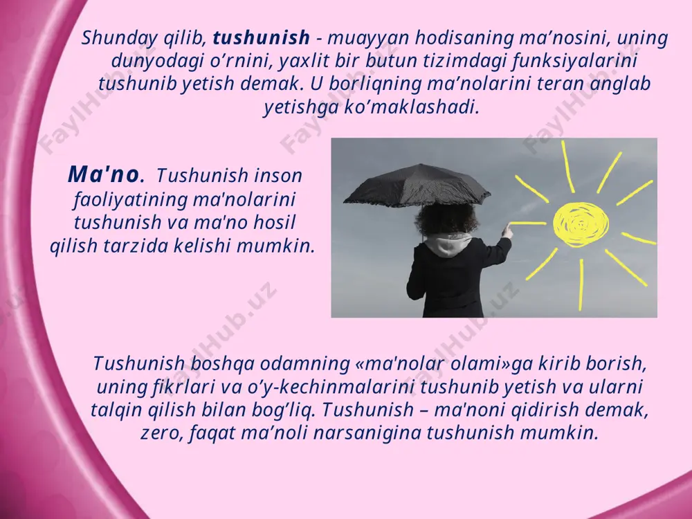 tushunish va tushuntirish: tushunish va uning bilish ko'rsatmalari - Page 5