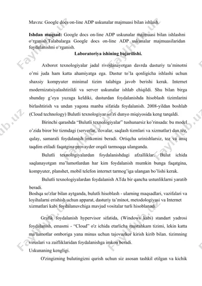 google docs on-line adp uskunalar majmuasi — DOCX