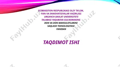 don va don mahsulotlarini saqlash texnologiyasi — PPTX