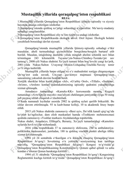 qoraqalpog‘iston respublikasi mustaqilligi — DOC