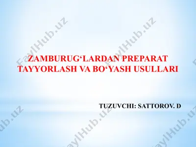 zamburugʻlardan preparat tayyorlash va bo'yash usullari — PPTX