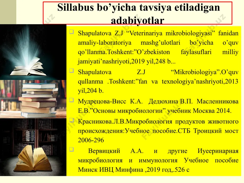 basa sotish mahsulot nomi yaroqlilik muddati va sotish (ishlab chiqarilgan paytdan boshlab) t da 2 dan 6 ° c gacha, soat, ortiq emas qaynatilgan kolbasa yuqori daraja 72 1 va 2-sinflar 48 3-sinf 24 jigar kolbasa yuqori daraja 48 2-sinf 24 3-sinf 12 qon kolbasa 1 va 2-sinf 24 go'shtli nonlar yuqori daraja 72 1 va 2-sinflar 48 seltsy yuqori daraja 48 1 va 2-sinflar 24 3-sinf 12 kolbasa va kolbasa 48 kolbasalarning buzilishi qaynatilgan va jigar kolbasalarining nordonlanishi uglevodlar va sut kislotasi bakteriyalarining fermentatsiyasi natijasida yuzaga keladi. membrananing shilliq qavati spora bo'lmagan tayoq shaklidagi bakteriyalar va mikrokokklarning ko'payishi natijasida yuzaga keladi . kolbasalarning buzilishi qolib yuqori namlikda saqlash vaqtida paydo bo'ladi. pigmentatsiya - qaynatilgan va yarim dudlangan kolbasa qobig'ida pigment bakteriyalari tufayli turli rangdagi cho'kindilarning paydo bo'lishi. achchiqlanish mikroblar tomonidan yog'ning parchalanishidan kelib chiqadi . e’tiboringiz uchun rahmat!!!! image1.png image2.png image3.jpeg image4.png image5.png image6.png image7.png image8.gif image9.jpeg image10.jpeg image11.jpeg …