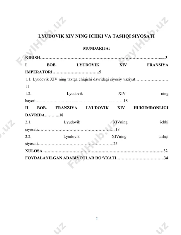 toshkent: “o’zbekiston” nmiu, 2017. – 488] uning hukmronligi davrida fransiyada bir qator ichki va tashqi urushlar bo'lib o'tdi, ular 1667 yildan 1700 yilgacha bo'lgan davrda bo'lib o'tdi.ushbu to'qnashuvlar qatoriga quyidagilar kiradi: gollandiyadagi urush, augsburg ligasi va ispaniya merosxo'rligi urushi.vaqt o'tishi bilan uning qudrati tobora ko'payib bordi va evropada katta hududlarni egallashni xohladi. o'tgan yillar davomida bir nechta urushlarga qaramay, qirol lyudovik xiv qadimgi qit'aning asosiy kuchlaridan biri sifatida fransiyani boshqarishi va saqlab turishi mumkin edi.biroq, ispaniya merosxo'rligi urushi fransiya uchun ko'plab muammolarni keltirib chiqardi. lyudovik xiv shaxsiy maqsadlarini amalga oshirish uchun xudbinlik bilan harakat qildi, bu esa mamlakatda beqarorlikni keltirib chiqardi. lyudovik xiv 1638 yil 5-sentyabrda fransiyaning parij shahridan g'arbda joylashgan sen-jermen-an-layda tug'ilgan. u lui dieudonne (lui berilgan xudo) nomi bilan suvga cho'mgan va ispan malikasi, avstriya anne va fransiya qiroli lyudovik xiiining o'g'li bo'lgan.lyudovik xiv tug'ilishidan oldin uning onasi to'rt marta o'z-o'zidan abort qilgan; taxt vorisining tug'ilishi ilohiy mo''jiza …