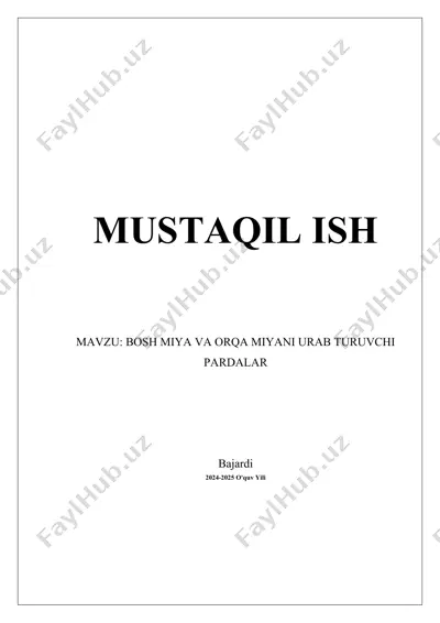 bosh miya va orqa miyani urab turuvchi pardalar — DOCX