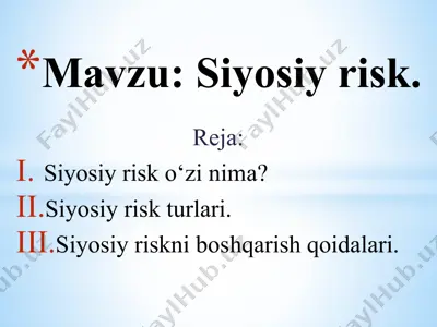 siyosiy risk — PPTX