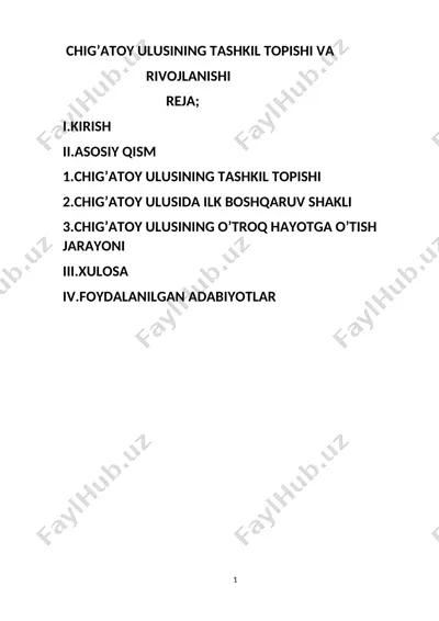 chigʻatoy ulusining tashkil topishi va rivojlanishi — DOC