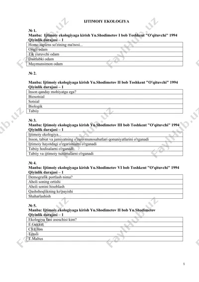 ijtimoiy ekologiya — DOCX