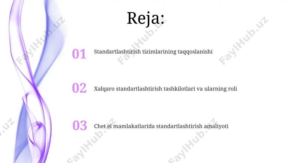 baholashda, 5 ball shkalasi bo‘yicha 4 balldan kam bo‘lmagan baho olish uchun kamida 20 ta namunani tekshirish va 95% muvofiqlik darajasini ta’minlash kerak. xalqaro standartlarga muvofiqlikni tekshirishda, 100 ta parametrdan kamida 90 tasida muvofiqlikni aniqlash va shu asosda hisobot tayyorlash majburiydir. mahsulotlar va xizmatlarni standartlashtirish mahsulotlar va xizmatlarni standartlashtirish o'zbekistonda o'zdst (o'zbekiston davlat standarti) tizimi orqali amalga oshiriladi, 200 dan ortiq milliy standartlar mavjud. davlat tomonidan qo'llab-quvvatlanadigan 5 yillik dastur doirasida 300 ta yangi mahsulot va xizmatlar uchun milliy standartlar ishlab chiqilishi rejalashtirilgan. sifat menejmenti tizimlari oʻzbekiston respublikasida sifat menejmenti tizimlarini joriy etishda 5s texnologiyasi keng qoʻllanilmoqda, bu esa ishlab chiqarish samaradorligini 15-20% ga oshirishga yordam beradi. sifat menejmenti tizimlari iso 9001 standartiga muvofiq sertifikatlangan korxonalarning soni oʻzbekistonda yildan-yilga 20% ga oʻsib bormoqda, bu esa sifat nazorati tizimlarining rivojlanishini koʻrsatadi. standartlashtirishning iqtisodiy taʼsiri standartlashtirish mahsulot sifatini 15-20% ga oshirib, ishlab chiqarish xarajatlarini 5-10% ga kamaytirishi mumkin, bu esa iqtisodiy samaradorlikni …