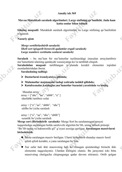 murakkab saralash algpritmlari — DOCX