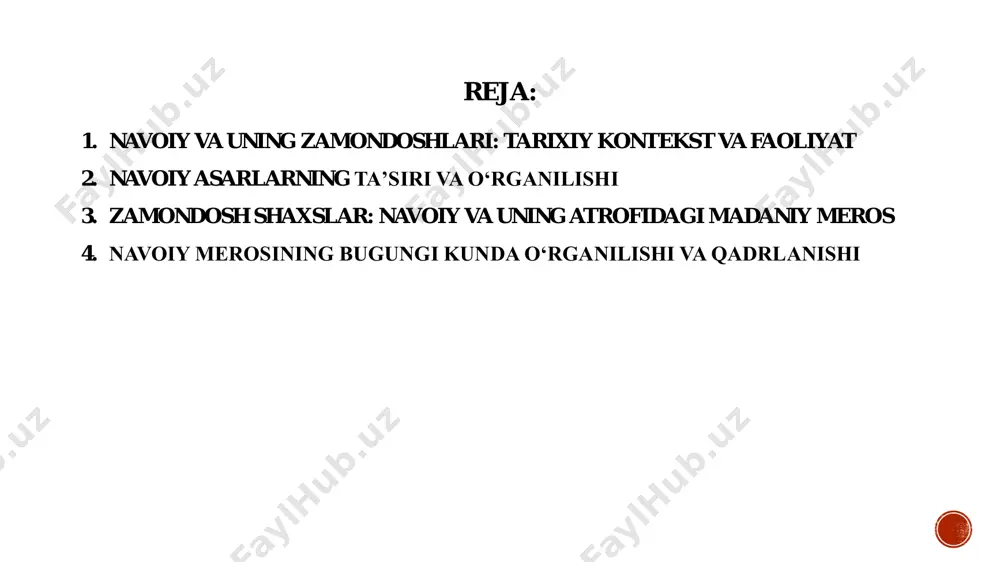 ilmiy faoliyatini davom ettirishda yordam bergan va unga homiylik qilgan. sayyid mir kulol navoiyga adabiy maslahatlar bergan va uning asarlarini yuqori baholagan. mir abdulaziz as-samarqandiy ham ilm-fan va falsafa sohasida yirik shaxs bo‘lib, navoiy bilan ilmiy fikr almashgan. ushbu shaxslar navoiy bilan birgalikda o‘z davrining ilmiy va madaniy muhitini rivojlantirganlar. zahiriddin muhammad bobur • zahiriddin muhammad bobur — boburnoma asarining muallifi bo‘lib, bu asar uning hayoti va faoliyatining eng muhim yodgorliklaridan biridir. bobur, timuridlar sulolasidan boʻlgan hukmdor, o‘rta osiyo, hindiston va boshqa hududlarda o‘z taʼsirini o‘rnatgan. u shuningdek, adabiyotga ham katta hissa qo‘shgan shoir sifatida tanilgan.boburnoma asarida bobur o‘z hayoti, siyosiy kurashlari, geografik sayohatlari va hukmronlik davri haqida batafsil hikoya qilgan. bu asar tarixiy ahamiyatga ega bo‘lib, boburning shaxsiy qarashlari, dunyoqarashi, va jamiyatdagi o‘rni haqida muhim ma’lumotlar beradi.bobur va alisher navoiy o‘rtasida yaqin do‘stlik aloqalari mavjud bo‘lib, navoiy boburnoma asarini qadrlagan va bobur navoiyning adabiyotdagi muvaffaqiyatlarini ham yuqori baholagan. sakkokiylar …