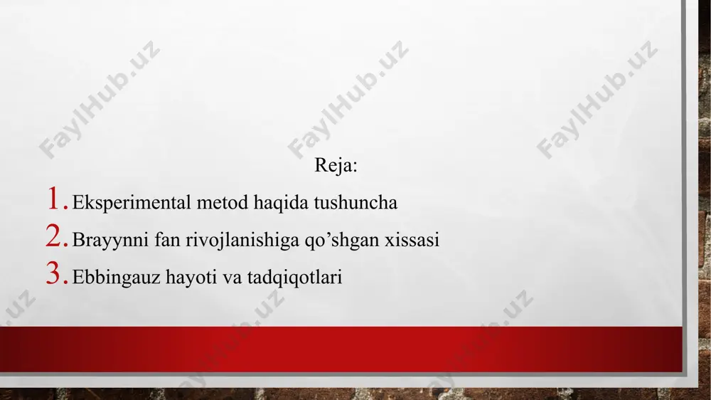 sh yaxshiroqdir. bu naqsh "jost qonuni", myuller va yost (1897) tajribasida olingan bo'lib, unga ko'ra, eski uyushma takrorlash orqali kuchayadi va yangidan tuzilganidan ko'ra yaxshiroq aktuallashadi. — kuzatish empirik tadqiqotda birlamchi fakt va bilim beradigan manba va usuldir. manba sifatida kuzatish ob'ekt xususida har tomonlama, ya'ni uning idrok qilsa bo'ladigan unsurlar va xossalariga oid axborot va faktlarni olish imkoniyatini beradi. usul sifatida kuzatish qanday funktsiyani bajaradi? buni quyidagi ta'rifdan bilish mumkin. kuzatish – bu reja asosida faol, tizimli va maqsadga muvofiq bevosita yoki asbob yordamida ob'ektning tashqi yoki ichki, o'zgaruvchan yoki barqaror xossalari, tuzilishi, miqdoriy qiymatlarini qayd etish, olingan axborotni ilmiy faktga aylantirish usulidir. bir maqsadga yo'naltirilganlik, diqqat e'tibor faqat qiziqish o'yg'otadigan hodisalarga qaratish; faollik, ya'ni tadqiqotchini qiziqtiradigan xislatlarni izlash va qayd qilish; kuzatish usuli tarkibiga kirgan bir qator metodologik talablar mavjud: - kuzatishni rejali va oldindan mo'ljallangan bo'lishi tizimli bo'lishi, ya'ni ob'ektni belgilangan rejimda izchillik bilan qo'yilgan maqsad uchun …