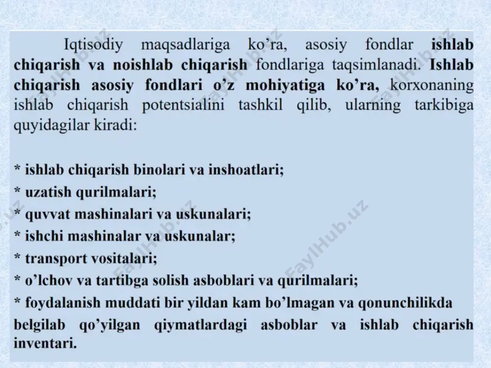 korxonaning asosiy fondlari va ishlab chiqarish quvvati - Page 4