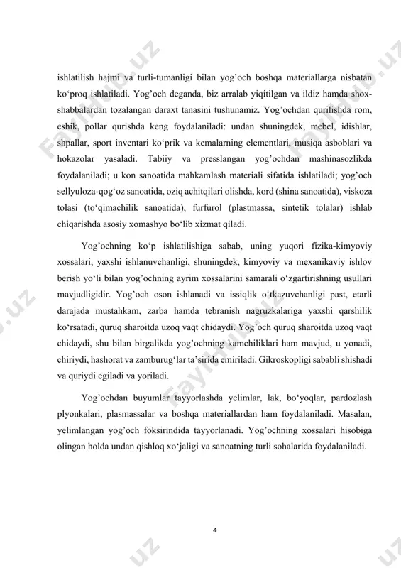 i, metodi, vositasi, mazmuni va shakl tushuntirishdan iborat. kurs ishining tuzilishi: kurs ishi kirish, ikkita bob (4 ta reja), ilovalar, xulosa, hamda foydalanilgan adabiyotlar ro’yxati, iborat. i bob. ochiq joyda quritishni tashkil etish va amalga oshirish 1.1. ochiq joyda quritishni tashkil etish quritish — qattiq va pastasimon materiallarni qurituvchi agent yordamida suvsizlantirish jarayoniga aytiladi. quritish asosan ikki usulda olib boriladi. 1. konvektiv quritish - nam material bilan qurituvchi agent to’g’ridan-to’g’ri o’zaro aralashadi. 2. kontaktli quritish - issiklik tashuvchi agent va nam material o’rtasida ularni ajratib turuvchi devor bo’ladi. quritish jarayonida materialdan namlik bug’lanadi va ana shu bug’lar gaz, havo bilan qo’shilib, bir jinsli aralashma hosil qiladi, qaysiki bunga termodinamikaning asosiy qonunlari qo’llaniladi. demak: nam, quruq havo va suv bug’larining aralashmasidan iborat, quritish jarayonida, (asosan nam havo) namlik va issiqlik tashuvchi agent vazifasini bajaradi. nam havoning asosiy xossalari quyidagi parametrlar bilan harakterlanadi: absolyut namlik, nisbiy namlik, nam saqlash, entalpiya. absolyut namlik …
