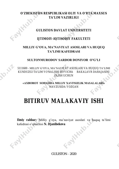 "axborot sohasida milliy xavfsizlik masalalari" — PDF